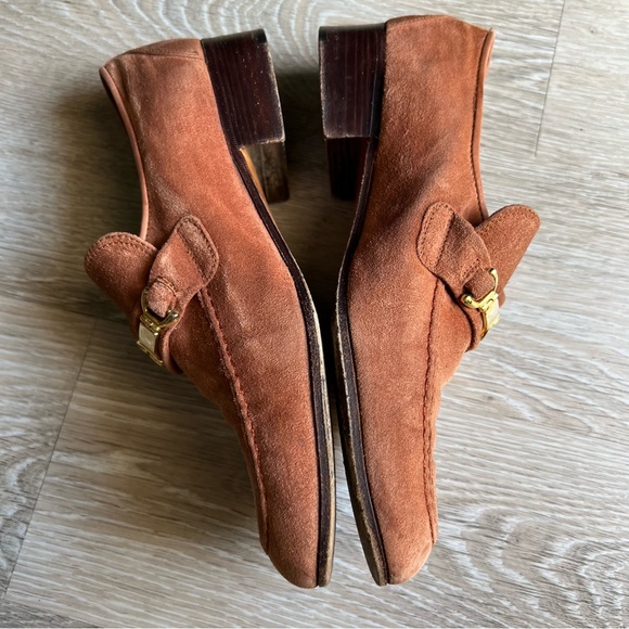 Vintage 80s Gucci Carmel Suede Leather Loafers 41.5 US 8.5 unisex women’s US 10 - Picture 7 of 16